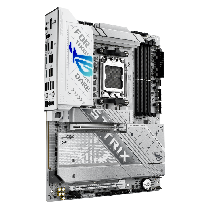 A large main feature product image of ASUS ROG Strix X870-A Gaming WiFi AM5 ATX Desktop Motherboard