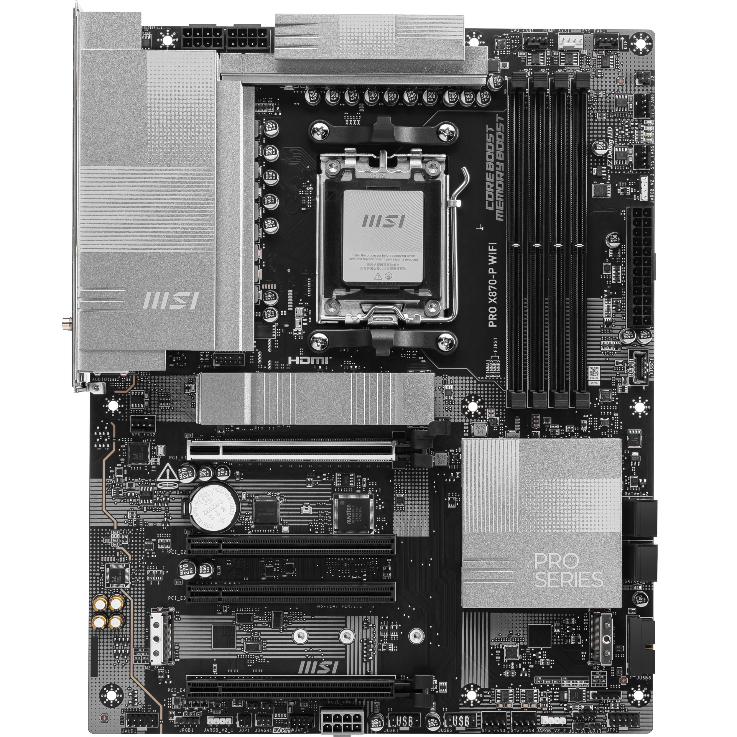 A large main feature product image of MSI PRO X870-P WiFi AM5 ATX Desktop Motherboard