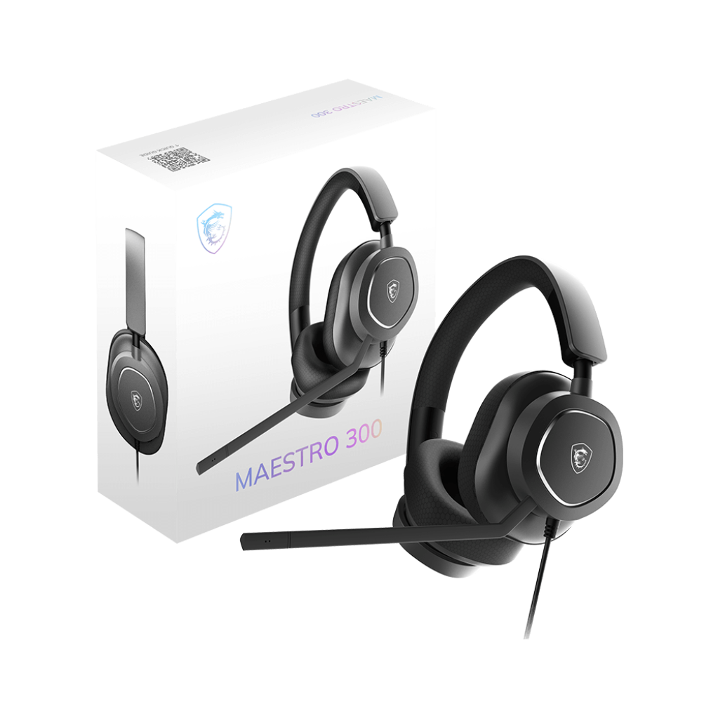 A large main feature product image of MSI Maestro 300 Wired Gaming Headset