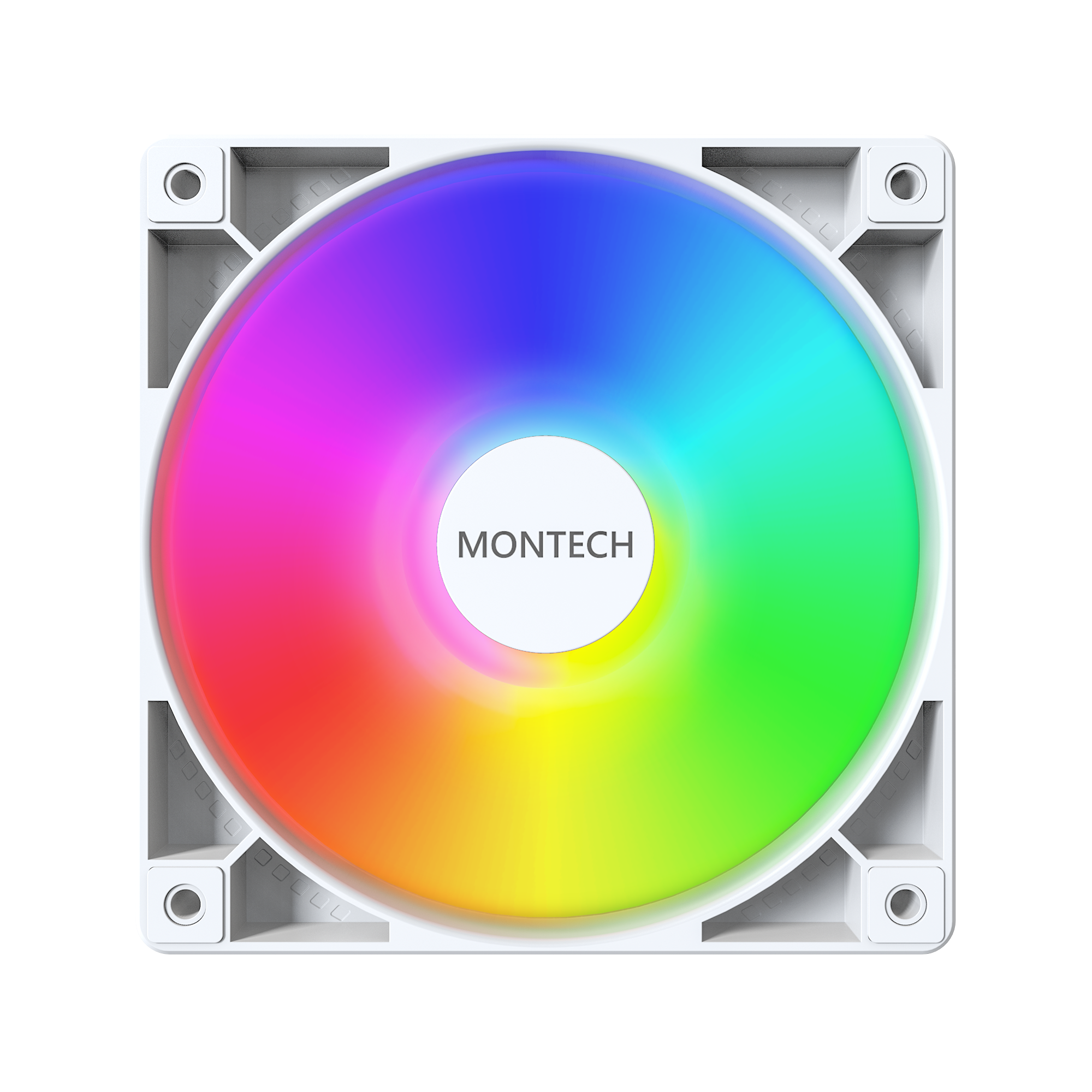 A large main feature product image of Montech GF120 ARGB 120mm PWM Fan 3-Pack (White)
