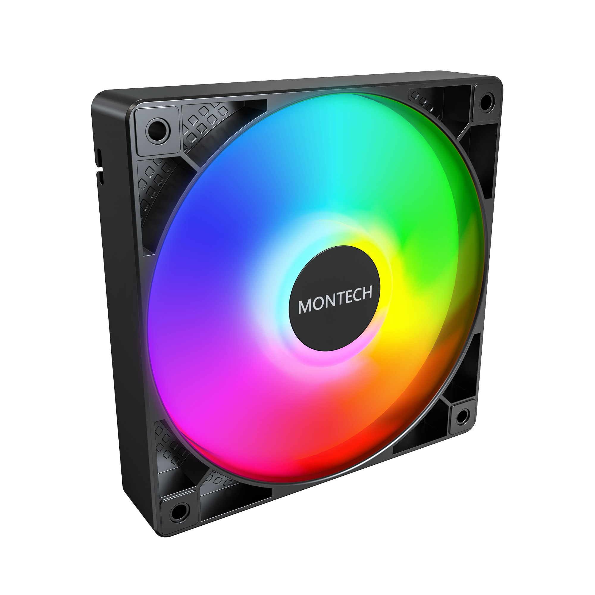 A large main feature product image of Montech GF120 ARGB 120mm PWM Fan 3-Pack (Black)