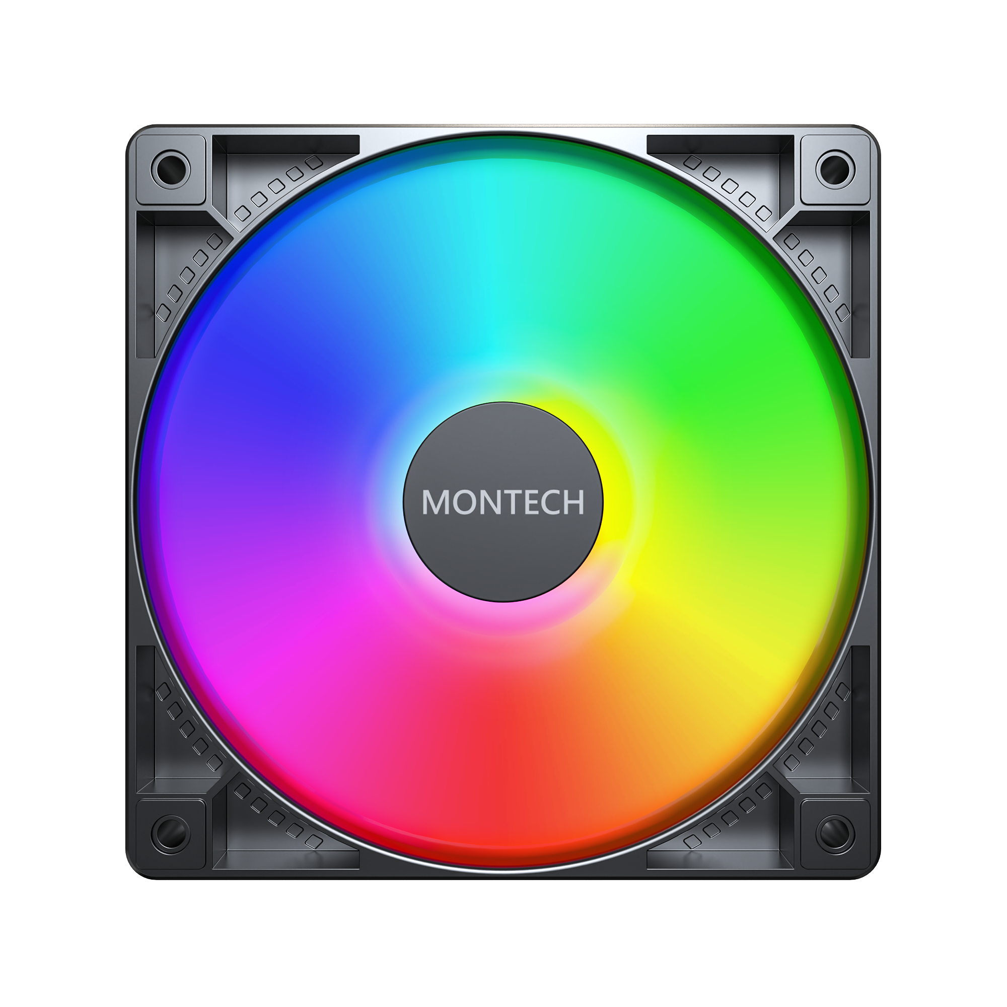 A large main feature product image of Montech GF120 ARGB 120mm PWM Fan 3-Pack (Black)