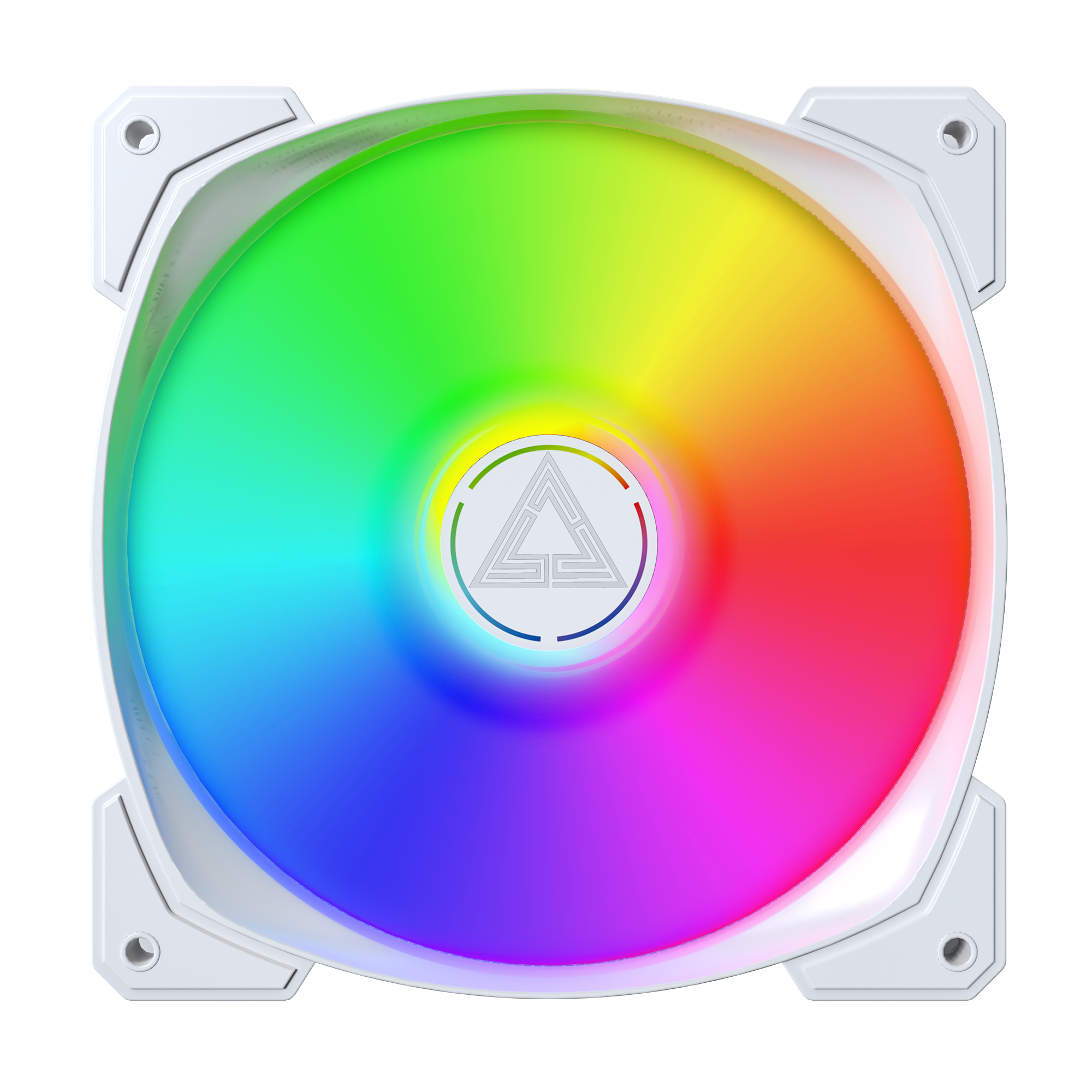 A large main feature product image of Montech HP140 ARGB 140mm PWM Fan 3-Pack (White)