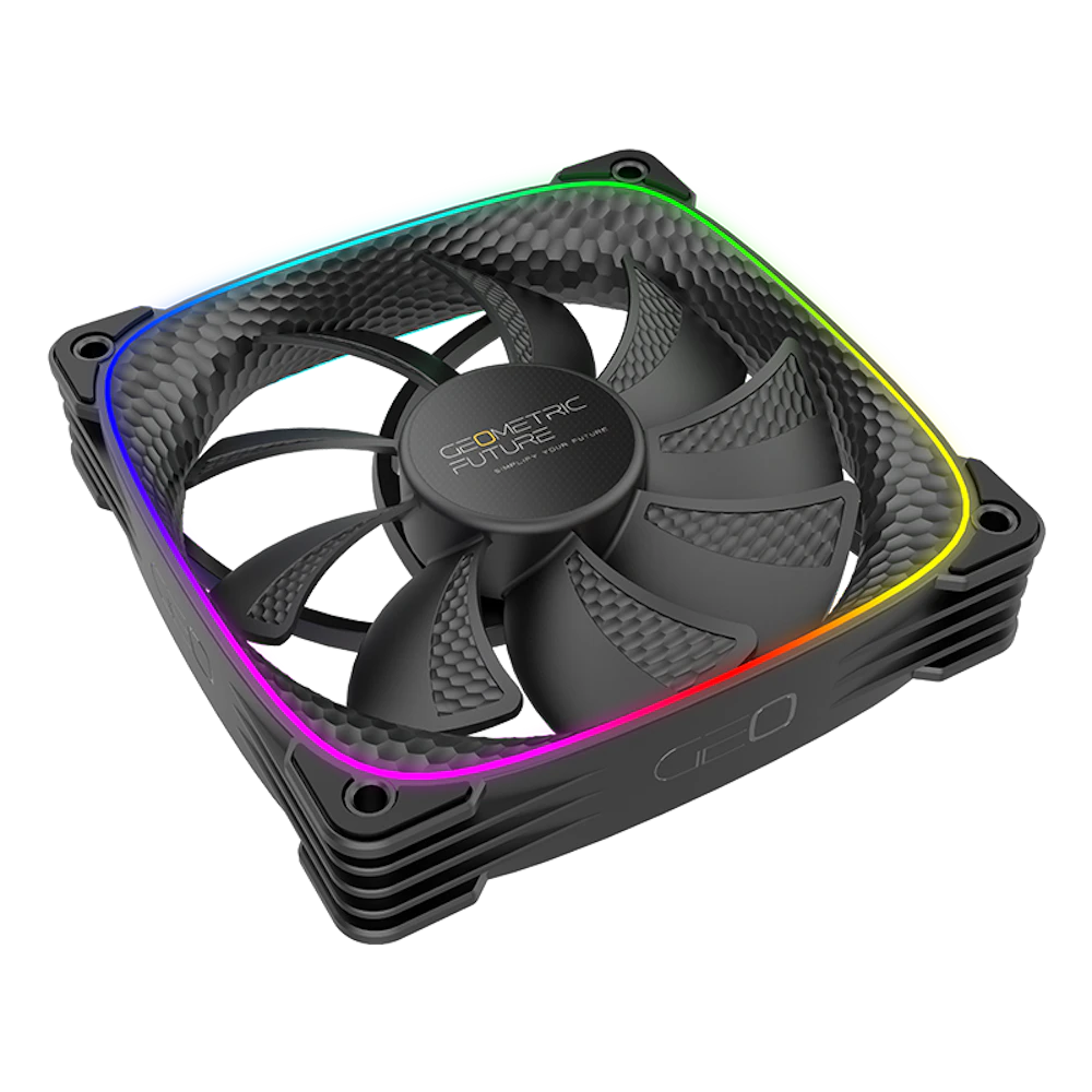 A large main feature product image of Geometric Future Squama 2503 - 140mm ARGB PWM Fan (Black)