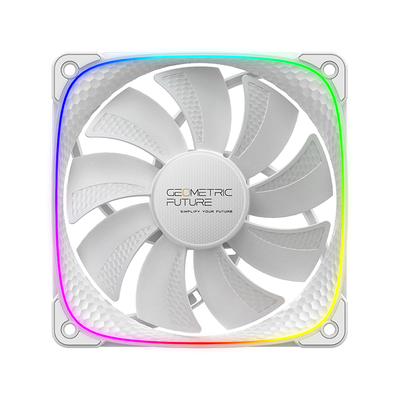 A large main feature product image of Geometric Future Squama 2503R - 120mm ARGB Reverse Blade PWM Fan (White)