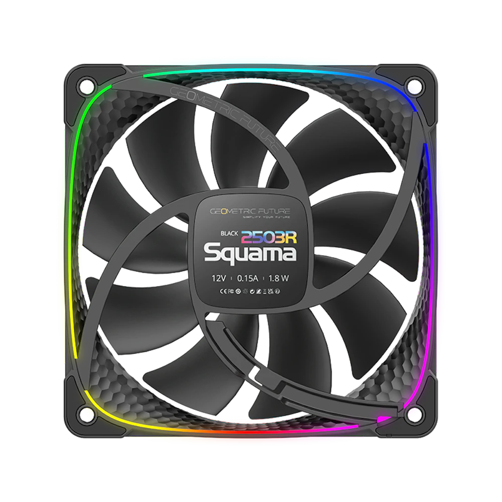 A large main feature product image of Geometric Future Squama 2503 - 120mm ARGB PWM Fan (Black)