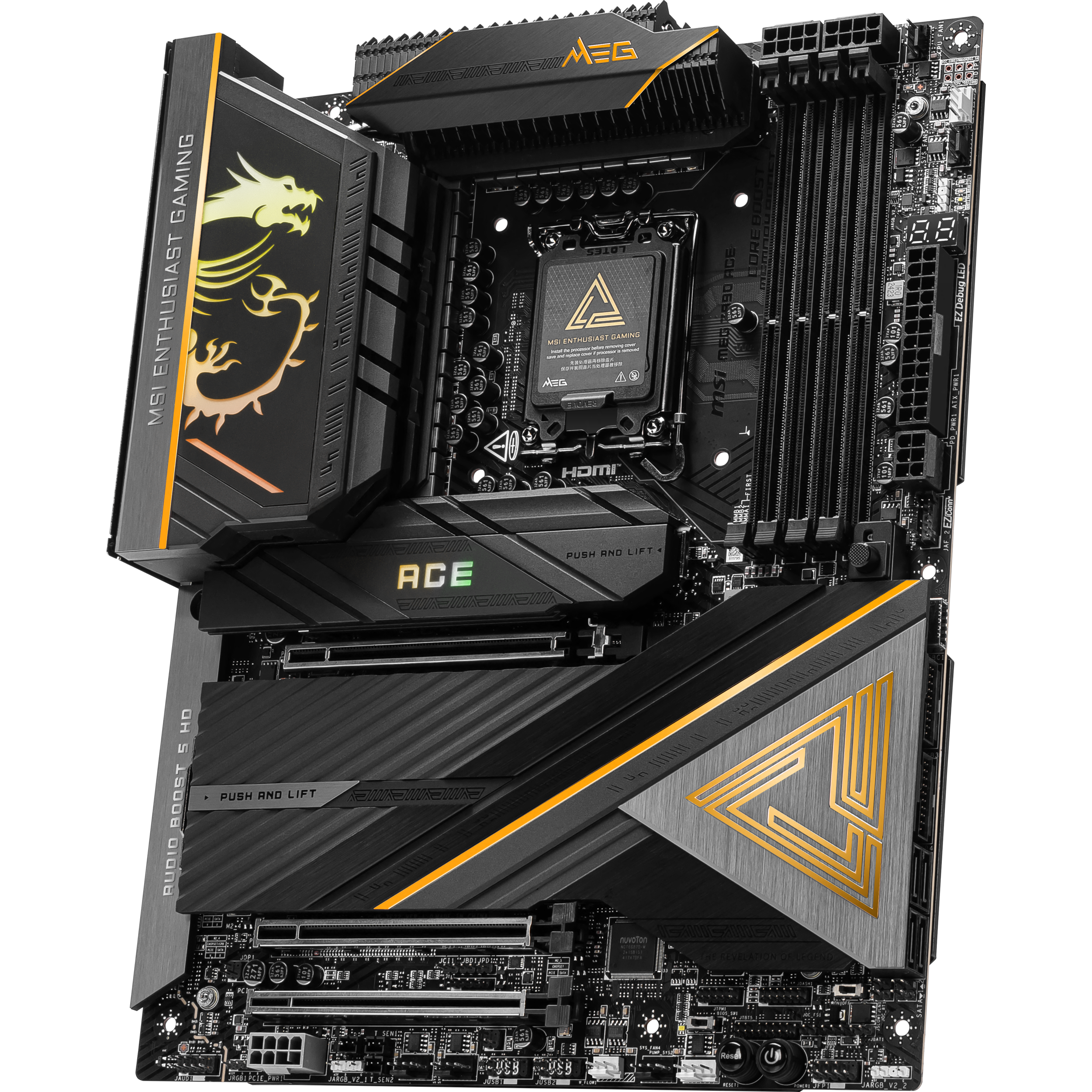 A large main feature product image of MSI MEG Z890 Ace LGA1851 ATX Desktop Motherboard