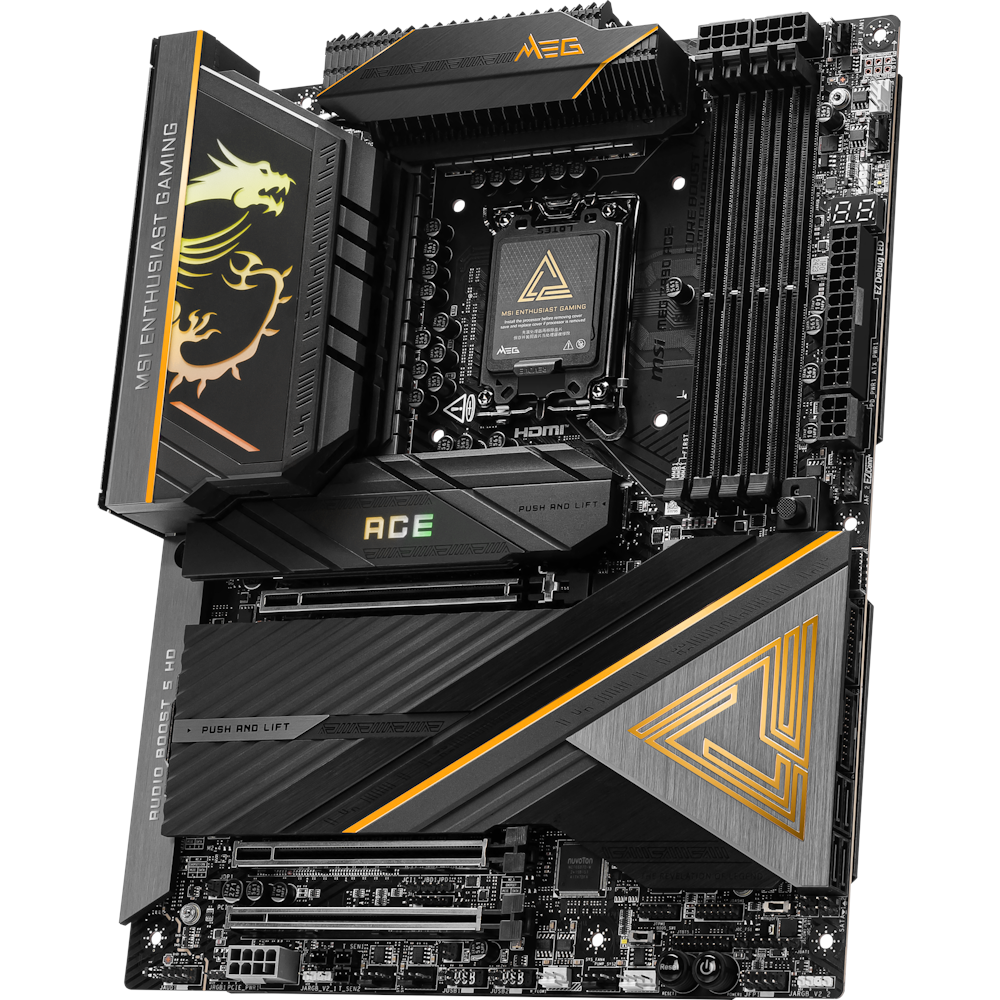 A large main feature product image of MSI MEG Z890 Ace LGA1851 ATX Desktop Motherboard