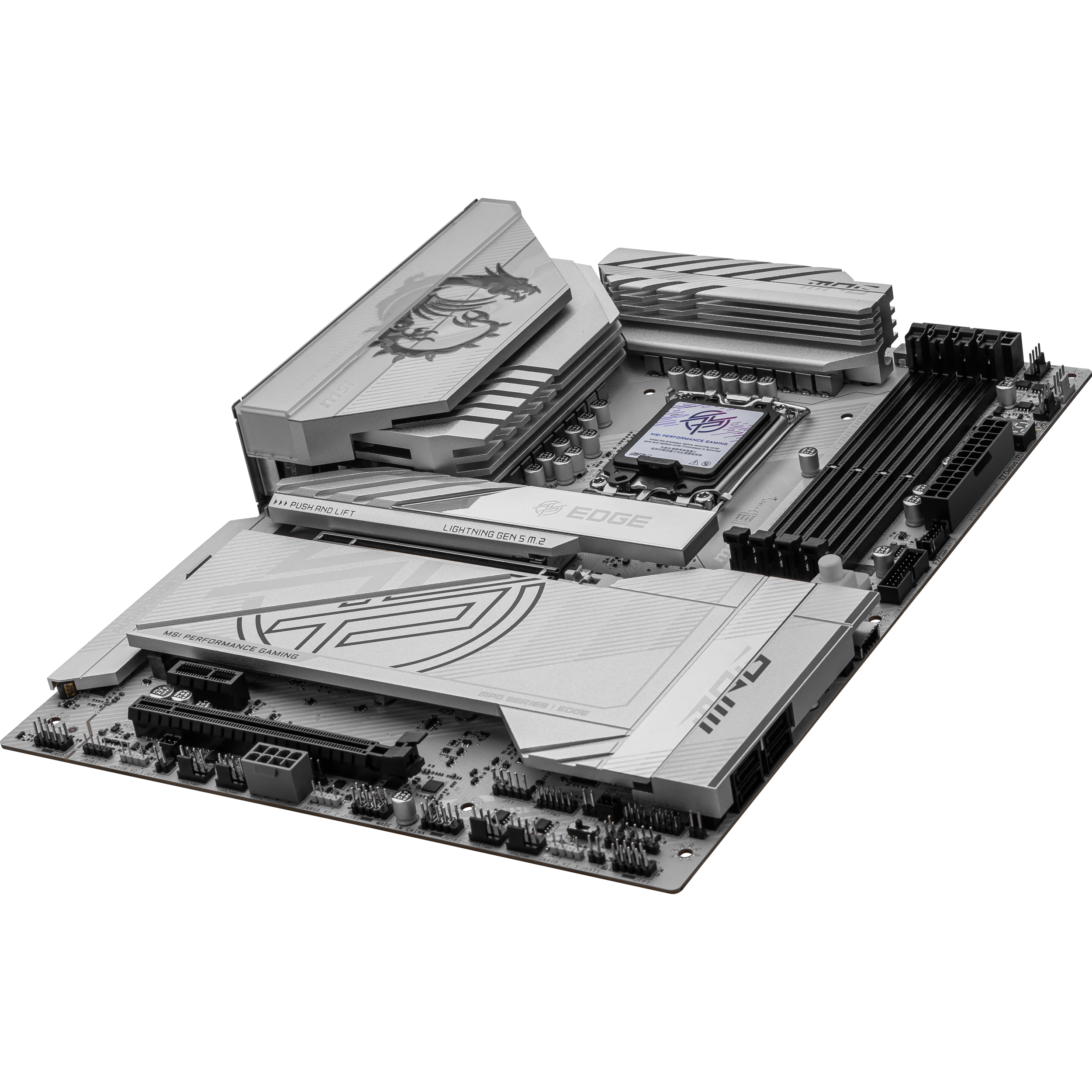 A large main feature product image of MSI MPG Z890 Edge TI WiFi LGA1851 ATX Desktop Motherboard