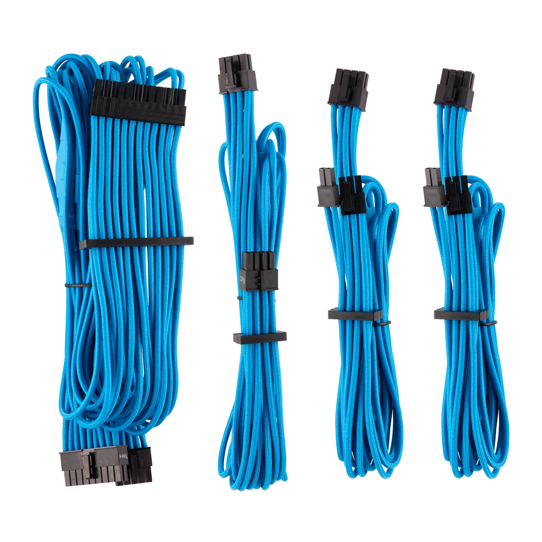 A large main feature product image of Corsair Premium Individually Sleeved PSU Cables Starter Kit Type 4 Gen 4 (Blue)