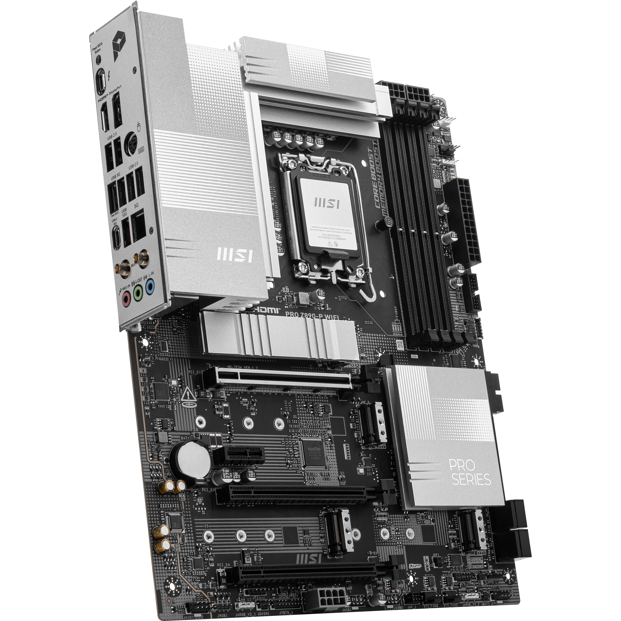 A large main feature product image of MSI PRO Z890-P WiFi LGA1851 ATX Desktop Motherboard