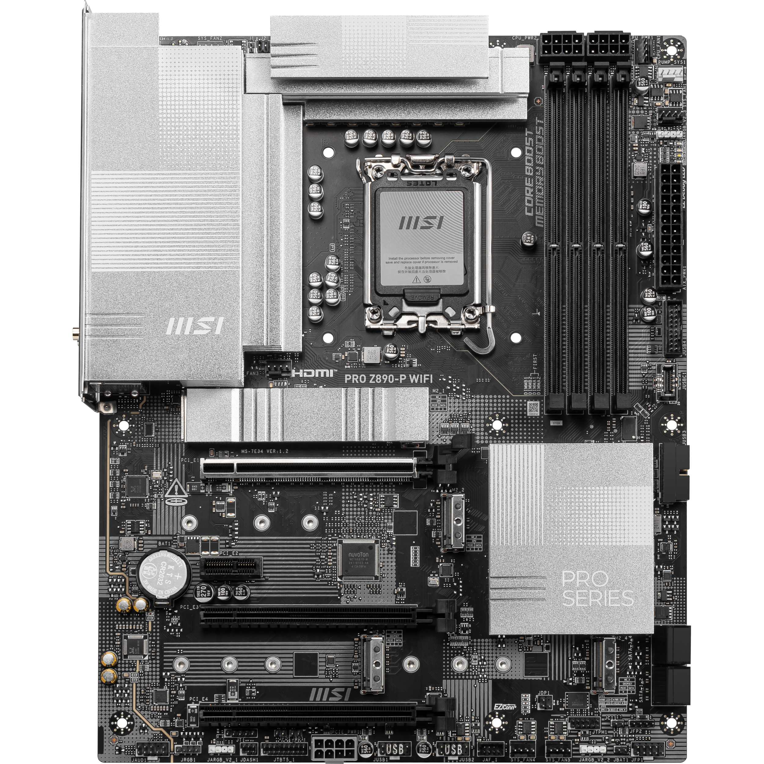 A large main feature product image of MSI PRO Z890-P WiFi LGA1851 ATX Desktop Motherboard