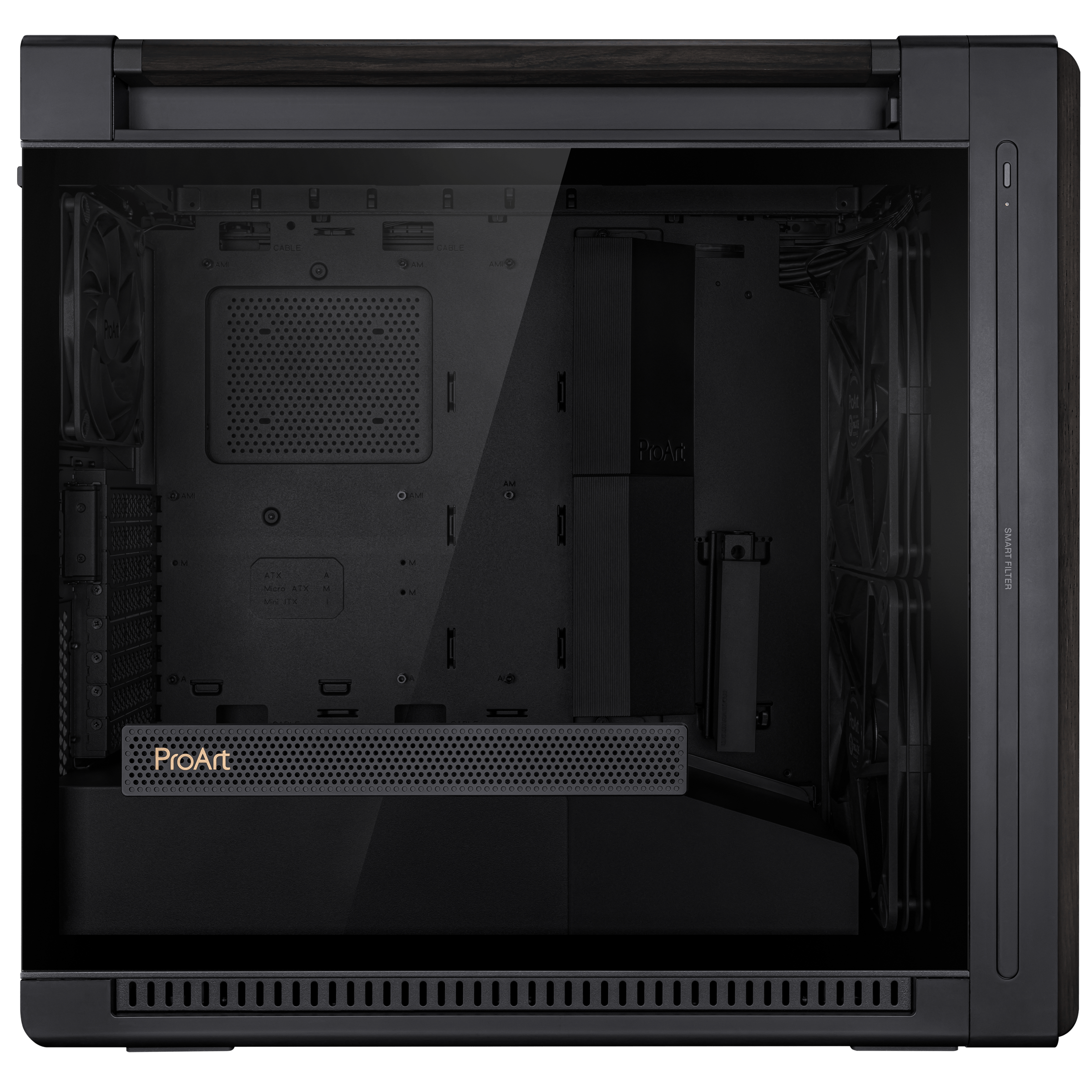 A large main feature product image of ASUS ProArt PA602 Mid Tower Case - Wood TG