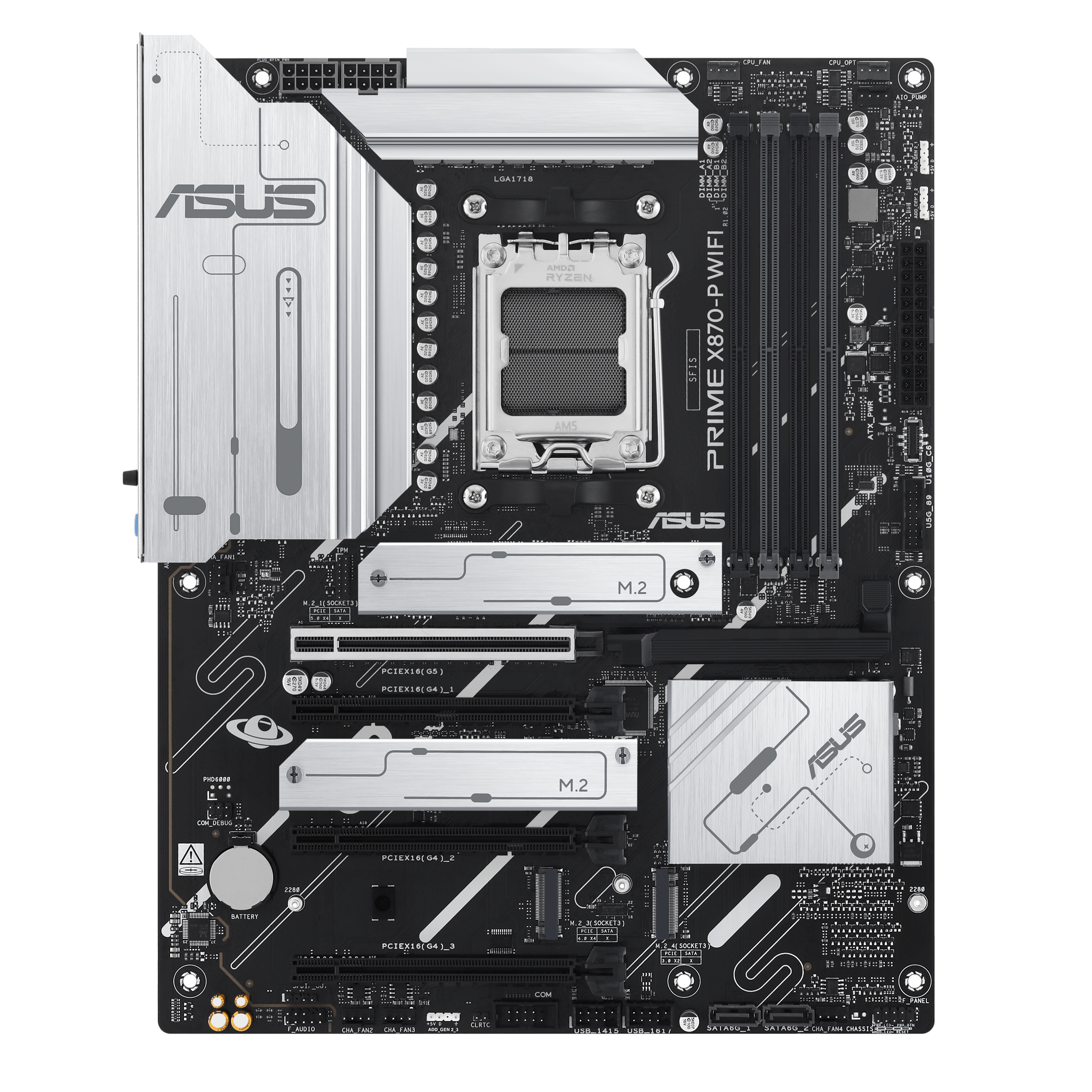 A large main feature product image of ASUS PRIME X870-P WiFi CSM AM5 ATX Desktop Motherboard