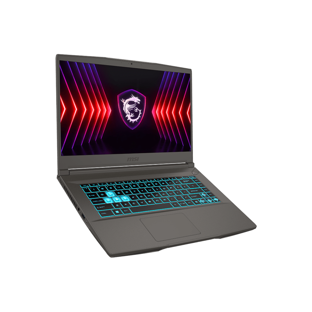 A large main feature product image of MSI Thin 15 (B13U) - 15.6" 144Hz, i5-13420H, RTX 3050, 8GB/512GB - Win 11 Gaming Notebook