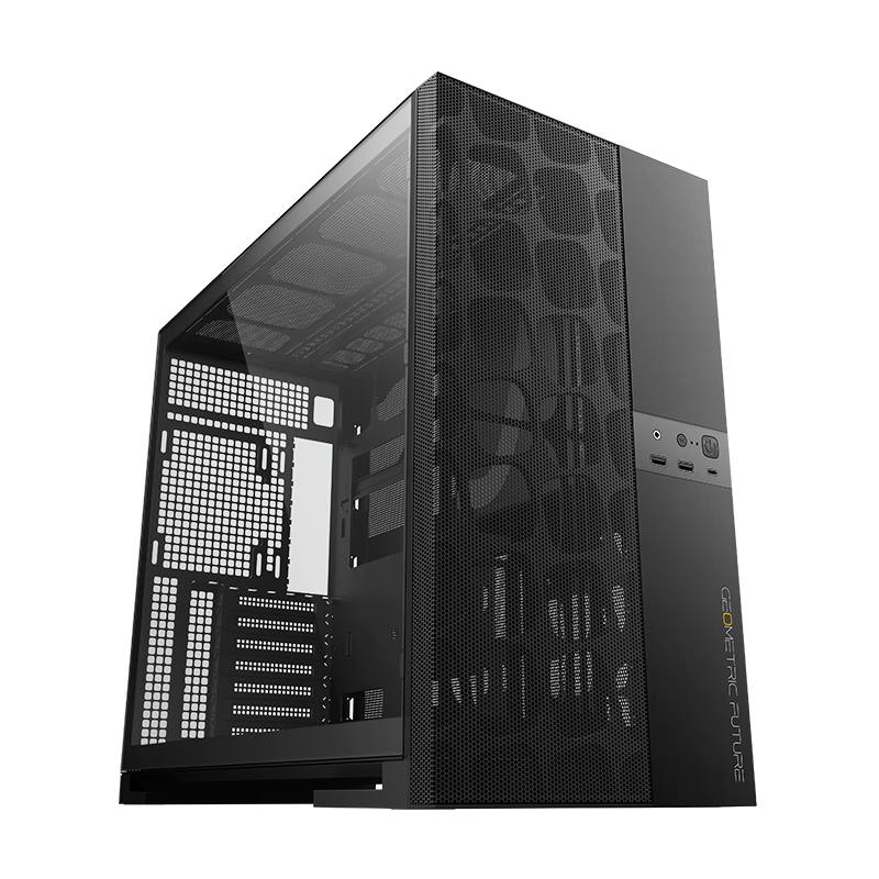 A large main feature product image of Geometric Future Model 5 Vent - Mid Tower Mesh Case (Black)