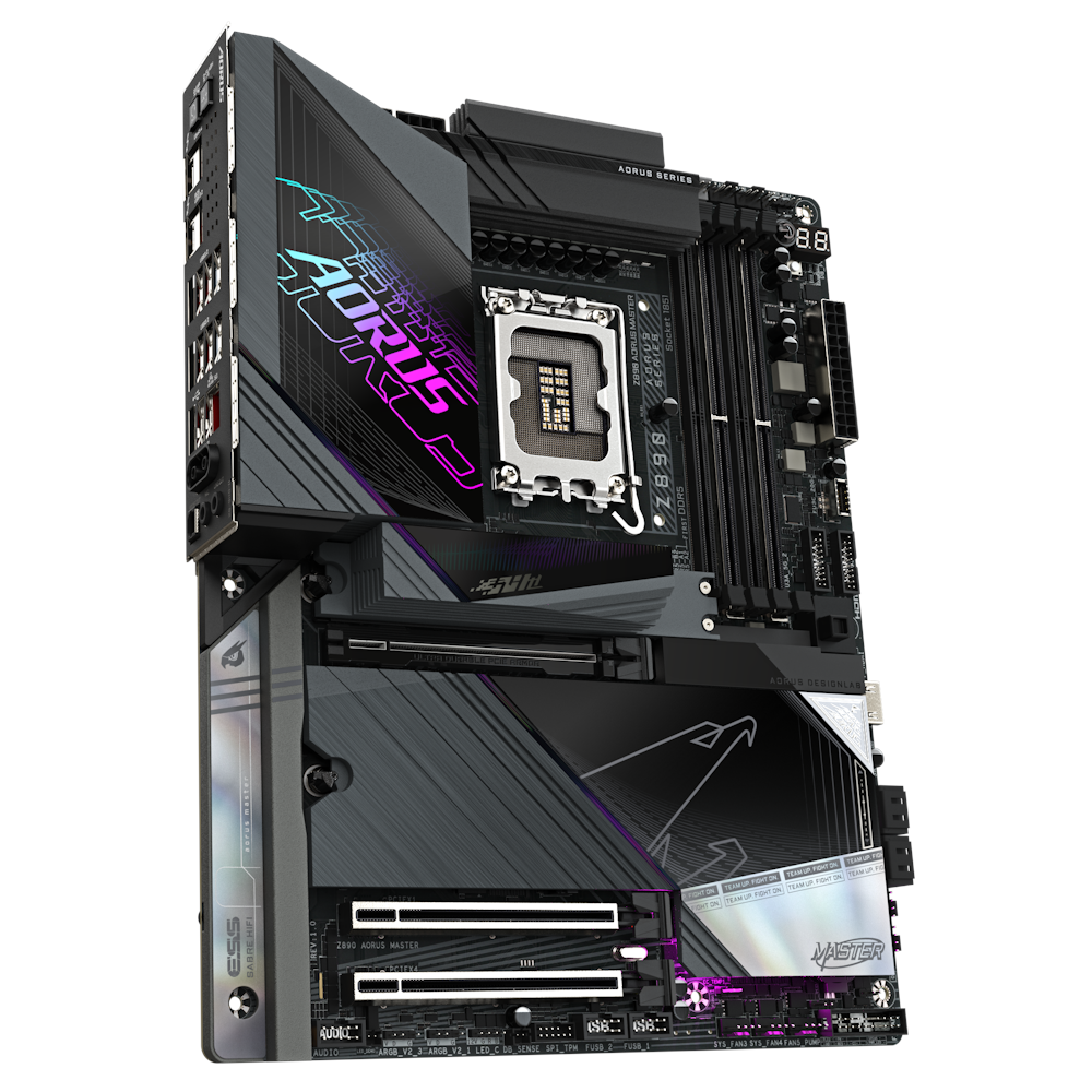 A large main feature product image of Gigabyte Z890 AORUS MASTER LGA1851 ATX Desktop Motherboard