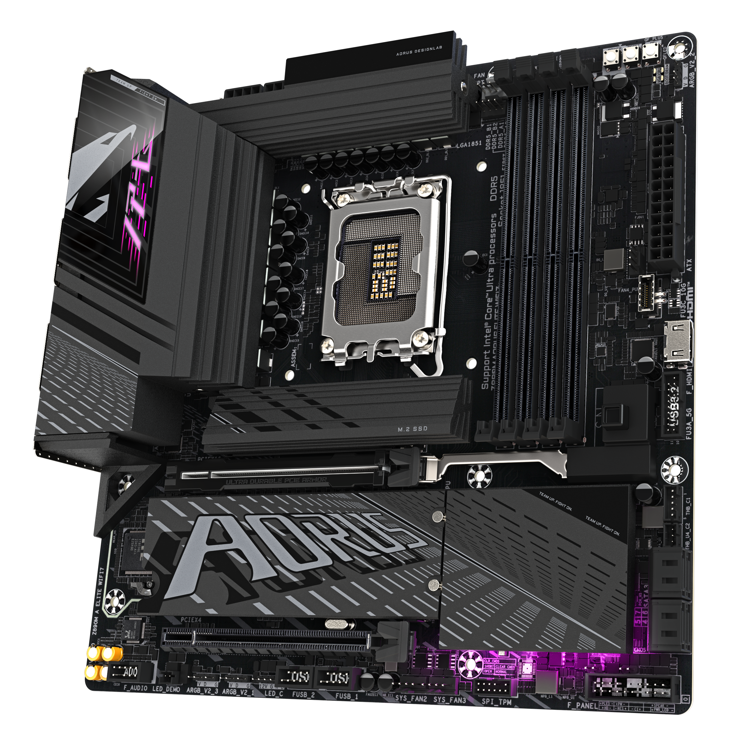 A large main feature product image of Gigabyte Z890M AORUS ELITE WIFI7 LGA1851 mATX Desktop Motherboard