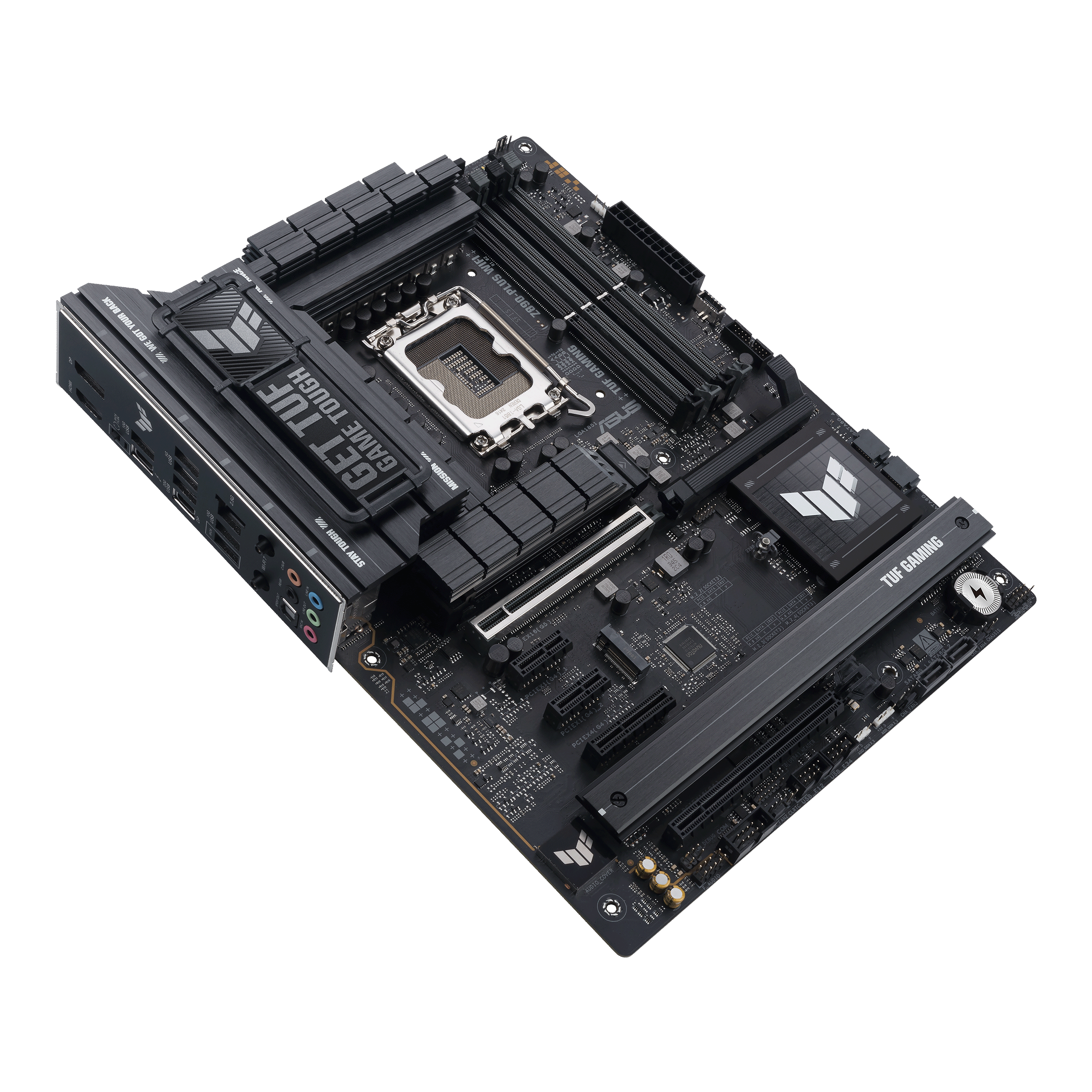 A large main feature product image of ASUS TUF Gaming Z890-PLUS WiFi LGA1851 ATX Desktop Motherboard