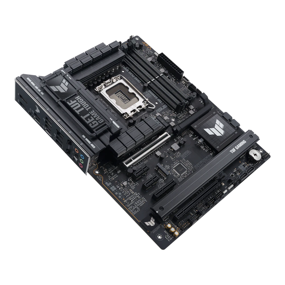 A large main feature product image of ASUS TUF Gaming Z890-PLUS WiFi LGA1851 ATX Desktop Motherboard