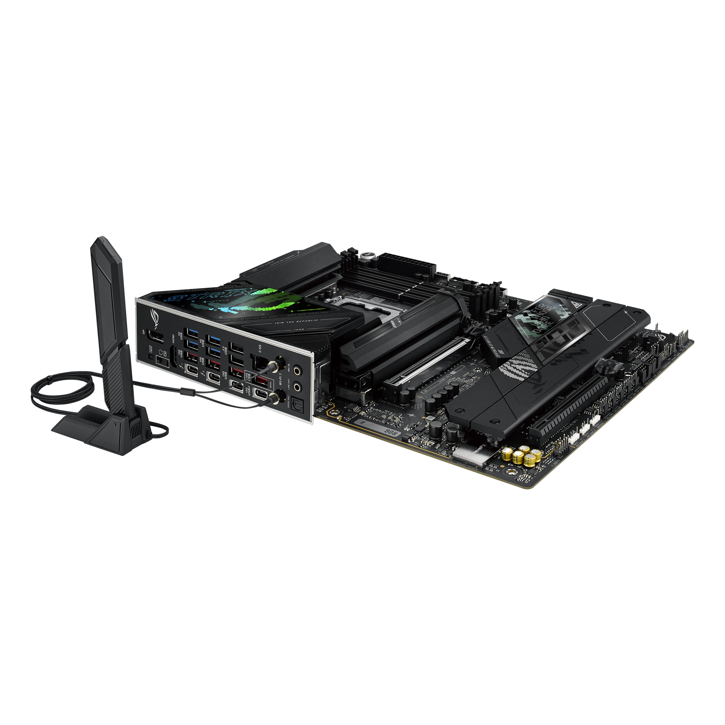 A large main feature product image of ASUS ROG Strix Z890-F Gaming WiFi  LGA1851 ATX Desktop Motherboard
