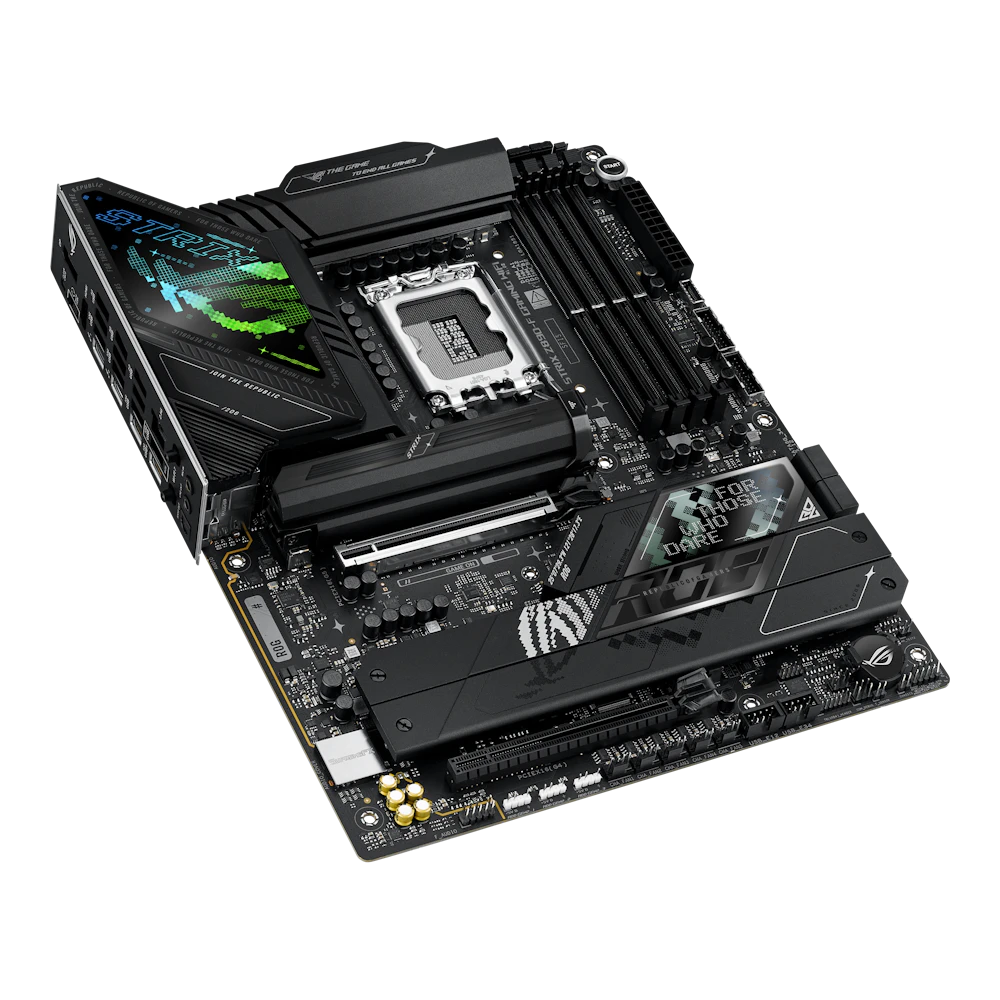 A large main feature product image of ASUS ROG Strix Z890-F Gaming WiFi LGA1851 ATX Desktop Motherboard