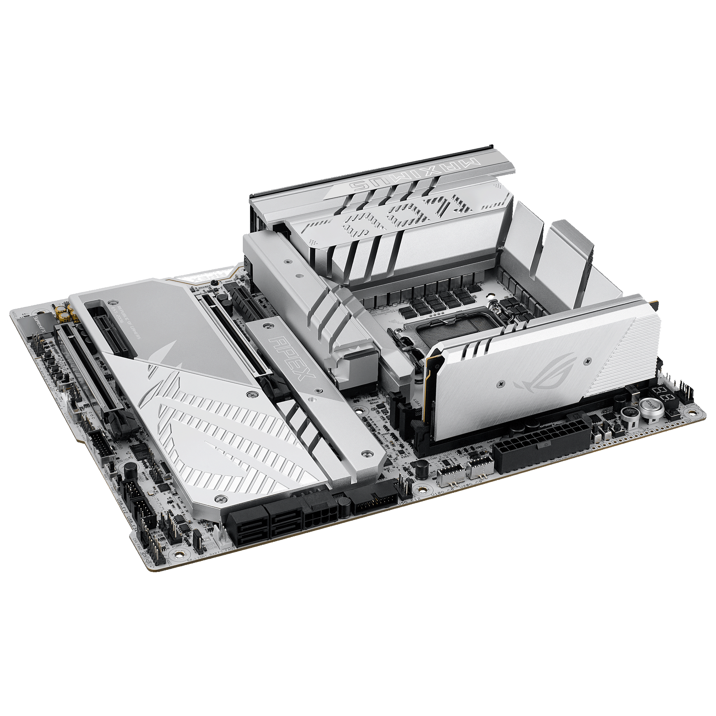 A large main feature product image of ASUS ROG Maximus Z890 Apex LGA1851 ATX Desktop Motherboard