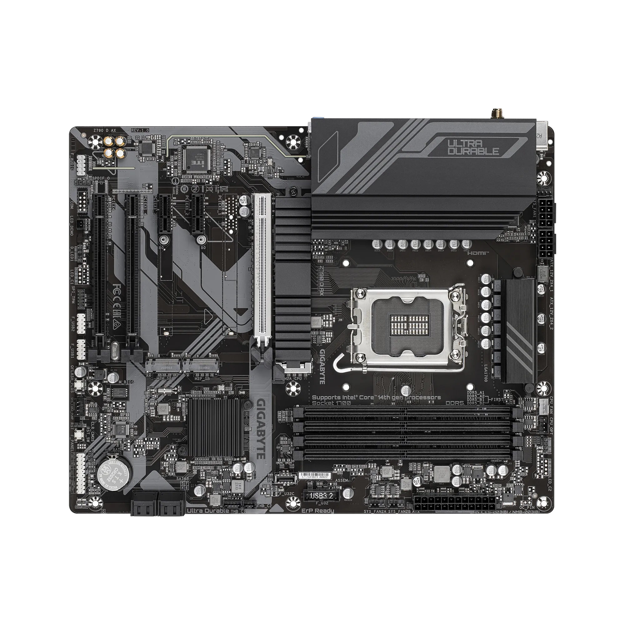 A large main feature product image of Gigabyte Z790 D AX LGA1700 ATX Desktop Motherboard