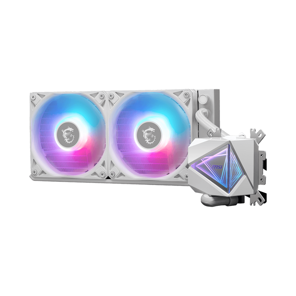 A large main feature product image of MSI MAG Coreliquid I240 240mm AIO Liquid CPU Cooler -  White