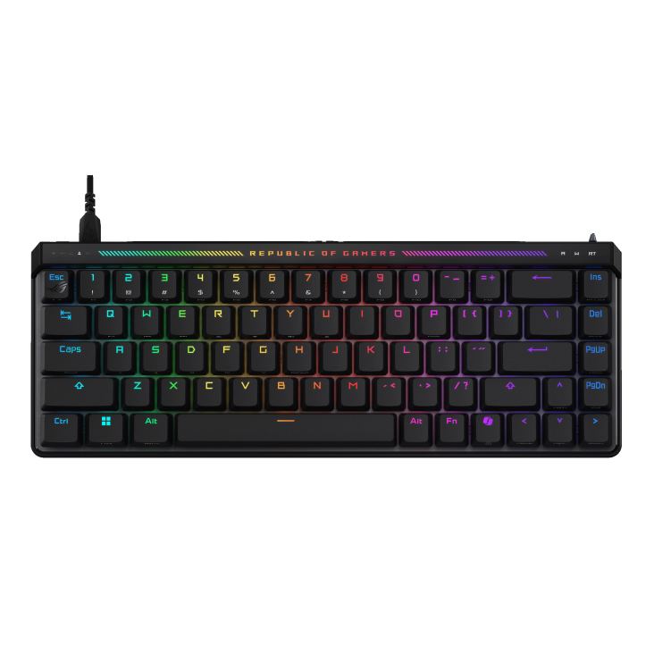 A large main feature product image of ASUS ROG Falchion Ace HFX 65% Analogue Gaming Keyboard - ROG HFX Switch