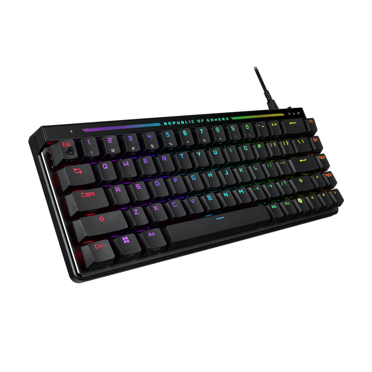 A large main feature product image of ASUS ROG Falchion Ace HFX 65% Analogue Gaming Keyboard - ROG HFX Switch