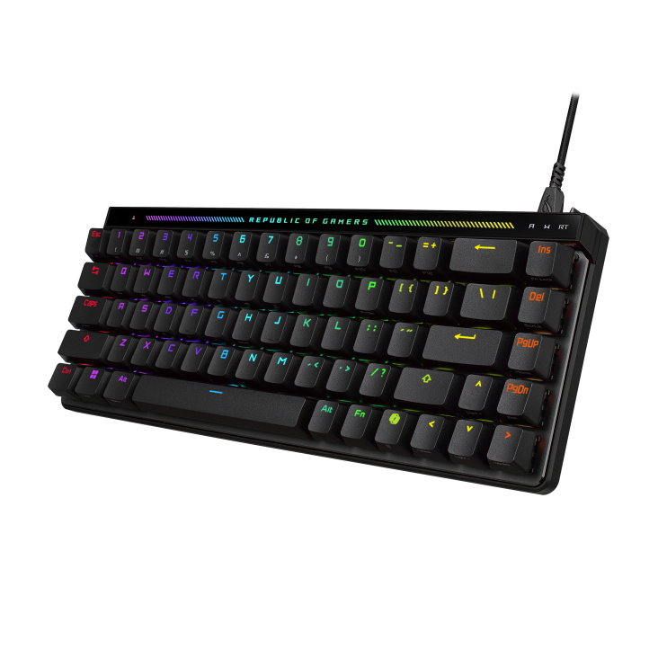 A large main feature product image of ASUS ROG Falchion Ace HFX 65% Analogue Gaming Keyboard - ROG HFX Switch