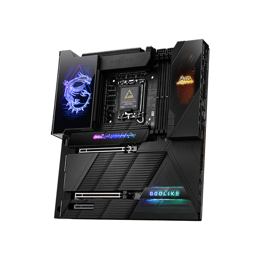 A large main feature product image of MSI MEG Z890 Godlike LGA1851 E-ATX Desktop Motherboard