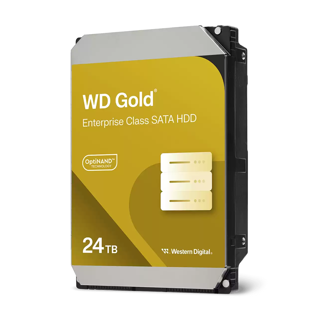 A large main feature product image of WD Gold 3.5" Enterprise Class HDD - 24TB 512MB