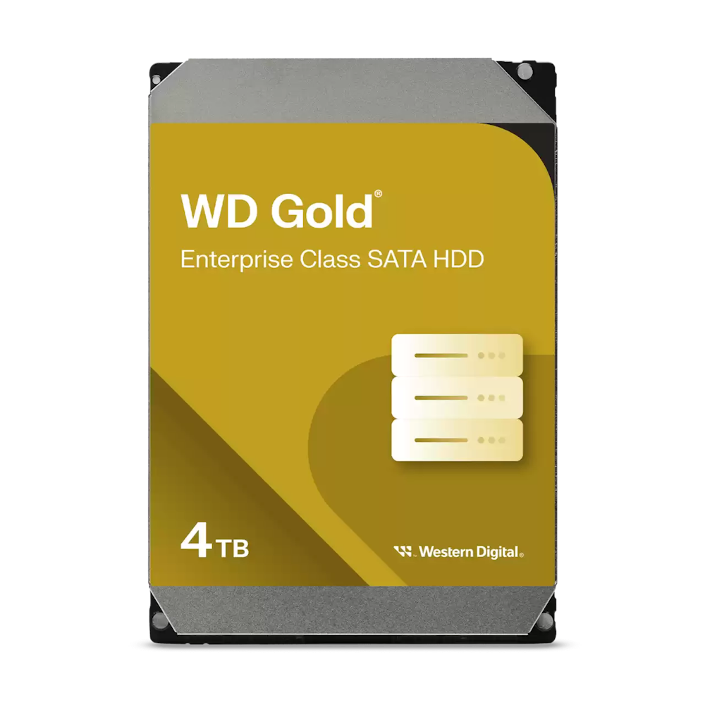 A large main feature product image of WD Gold 3.5" Enterprise Class HDD - 4TB 256MB