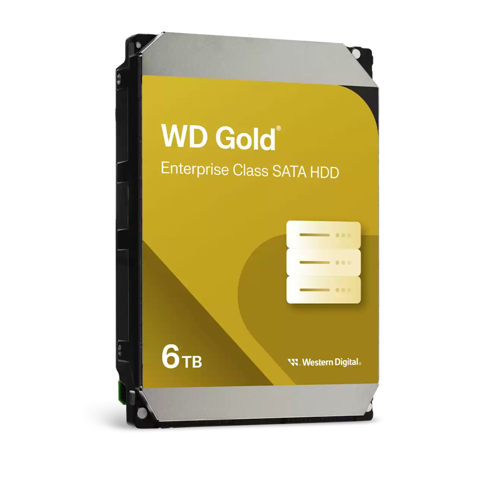A large main feature product image of WD Gold 3.5" Enterprise Class HDD - 6TB 256MB