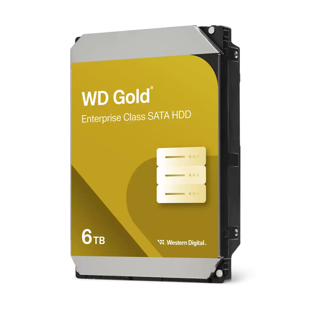 A large main feature product image of WD Gold 3.5" Enterprise Class HDD - 6TB 256MB