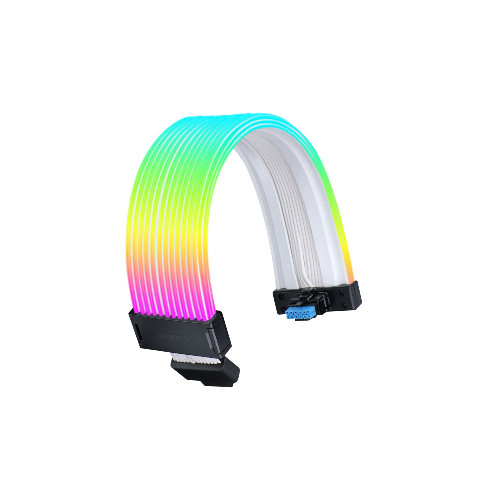 A large main feature product image of Lian Li Strimer Wireless 12V-2x6 Wide ARGB LED Extension Cable