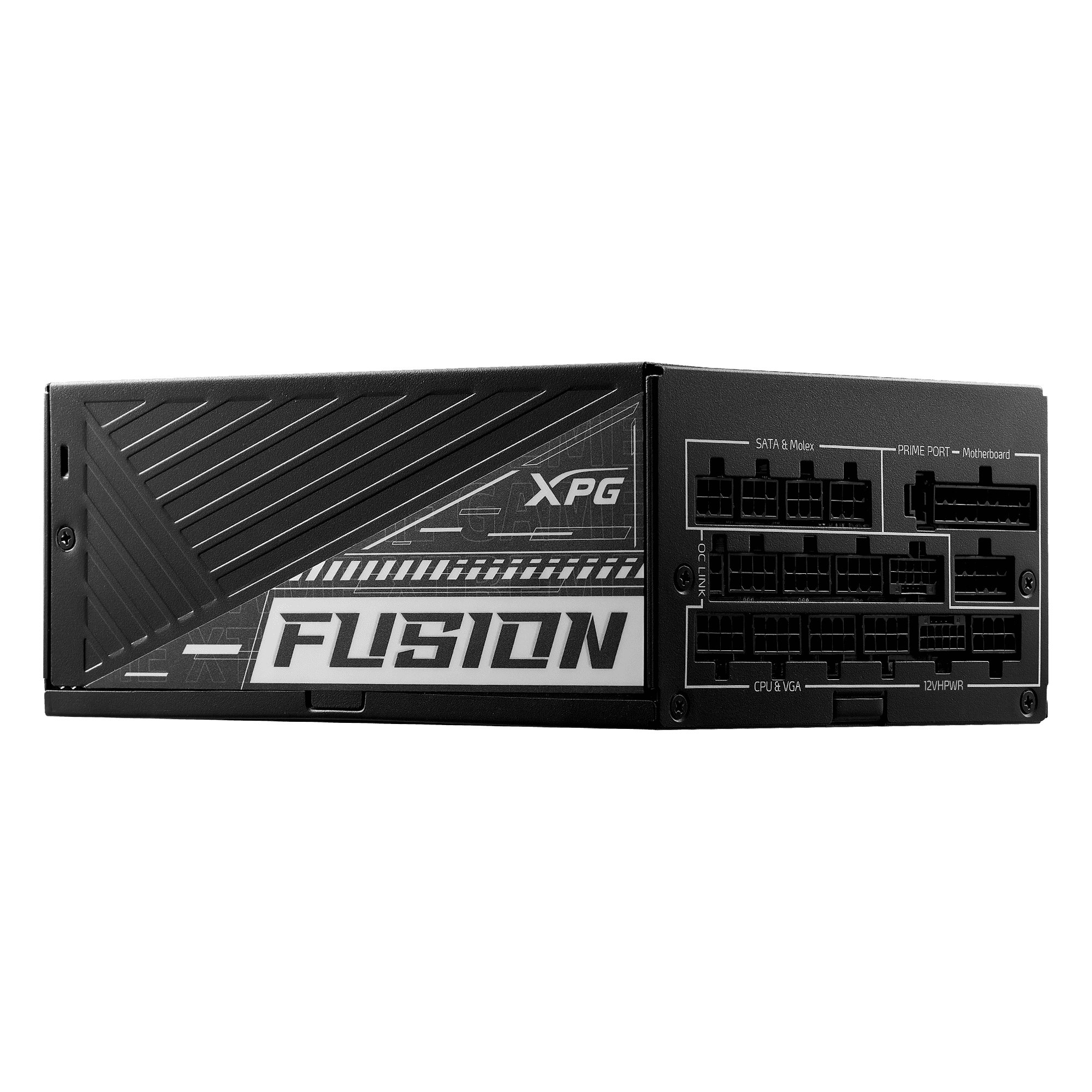 A large main feature product image of ADATA XPG Fusion 1600W Titanium PCIe 5.0 ATX 3.0 Modular PSU
