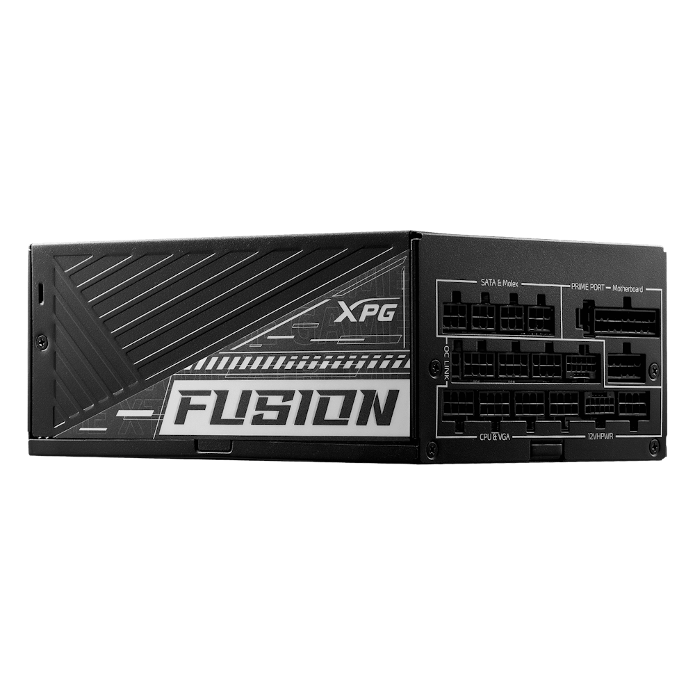A large main feature product image of ADATA XPG Fusion 1600W Titanium PCIe 5.0 ATX 3.0 Modular PSU
