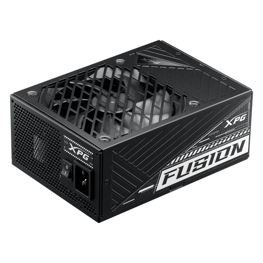 A large main feature product image of ADATA XPG Fusion 1600W Titanium PCIe 5.0 ATX 3.0 Modular PSU