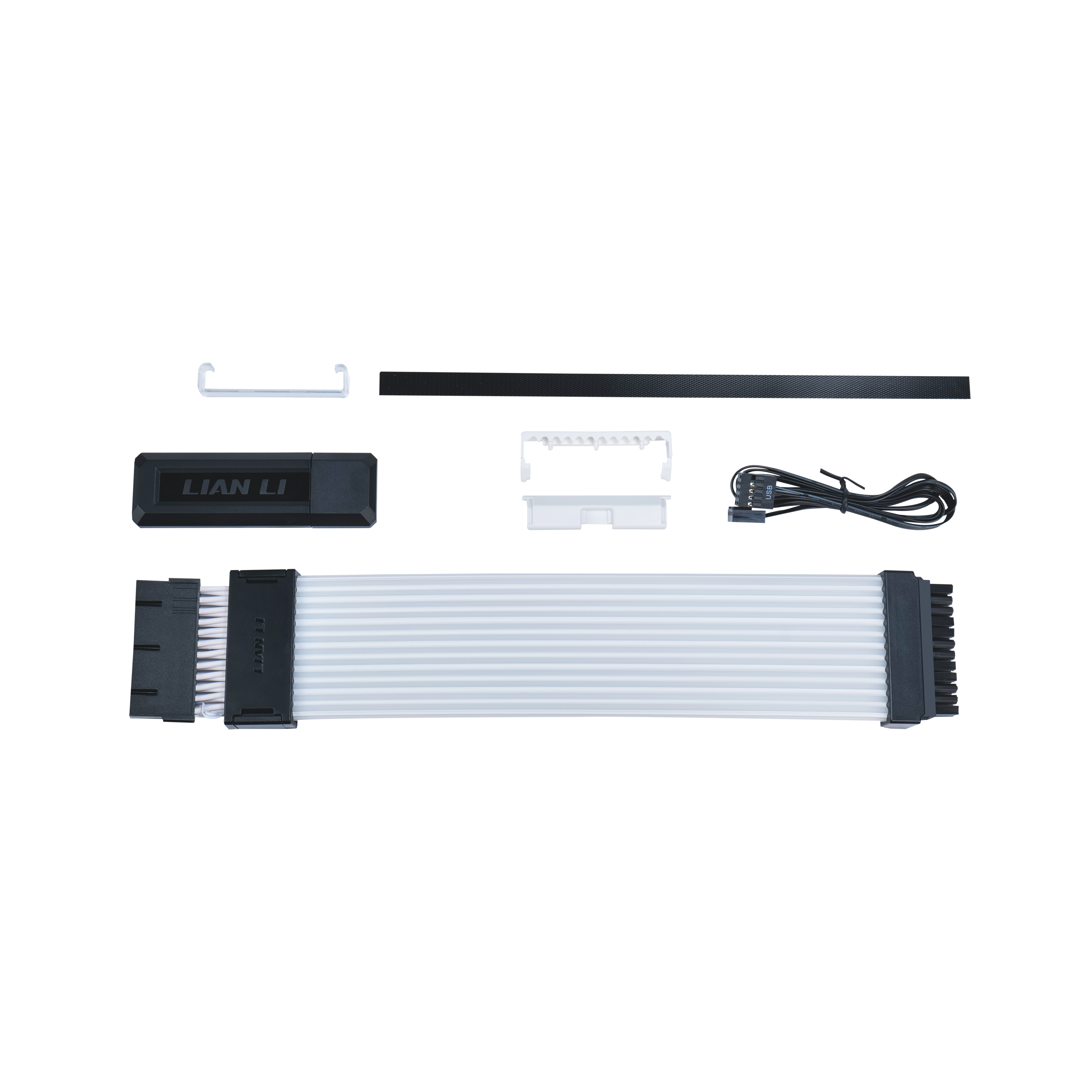 A large main feature product image of Lian Li Strimer Wireless 24-Pin ATX ARGB LED Extension Cable (w/ RF Wireless Controller)