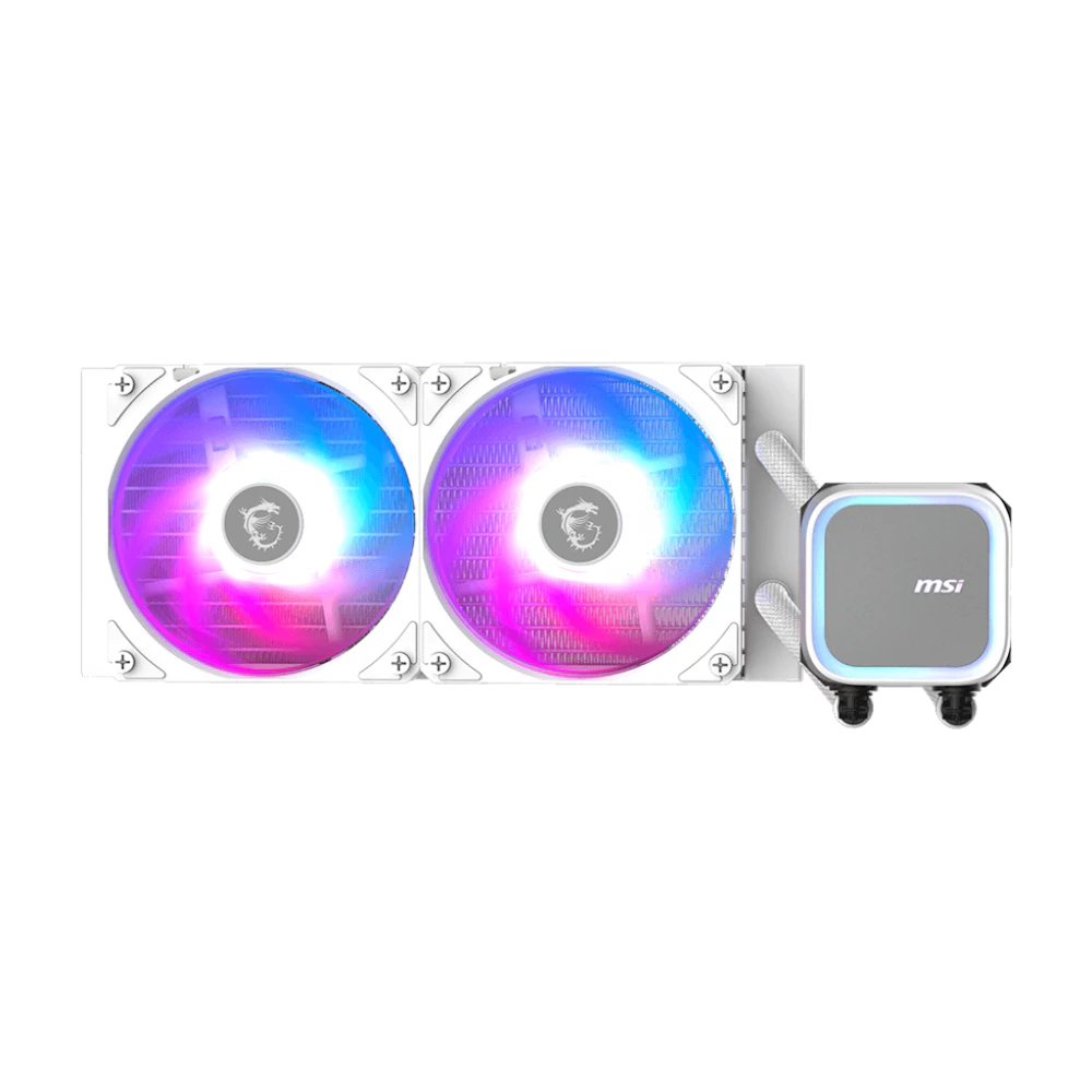 A large main feature product image of MSI MAG CoreLiquid A13 240mm AIO Liquid CPU Cooler (White)