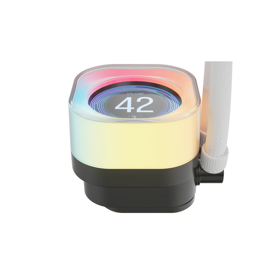 A large main feature product image of Corsair iCUE LINK TITAN 360 RX LCD - 360mm AIO Liquid CPU Cooler (White)