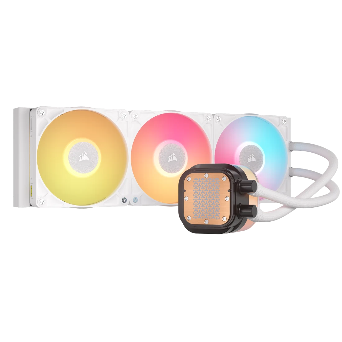 A large main feature product image of Corsair iCUE LINK TITAN 360 RX LCD - 360mm AIO Liquid CPU Cooler (White)