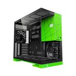 A small tile product image of Geometric Future Model 5 - Mid Tower Glass Case (Black/Green)
