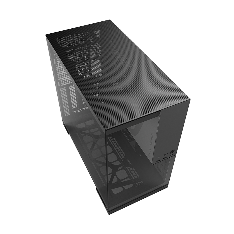 A large main feature product image of Geometric Future Model 5 w/ Fans - Mid Tower Glass Case (Black/Grey)