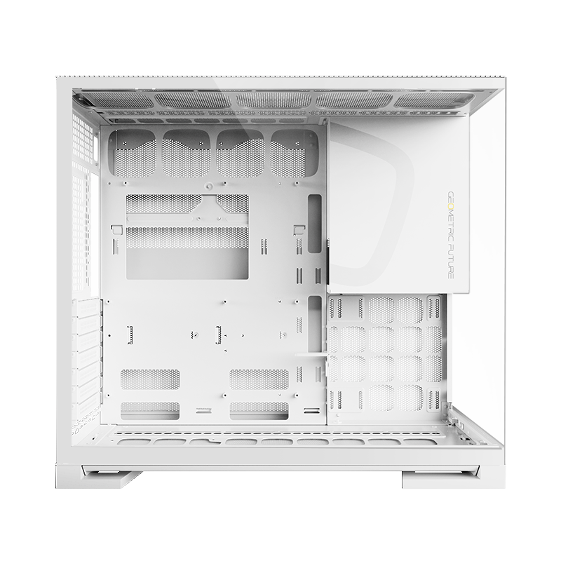 A large main feature product image of Geometric Future Model 5 w/ Fans - Mid Tower Glass Case (White)