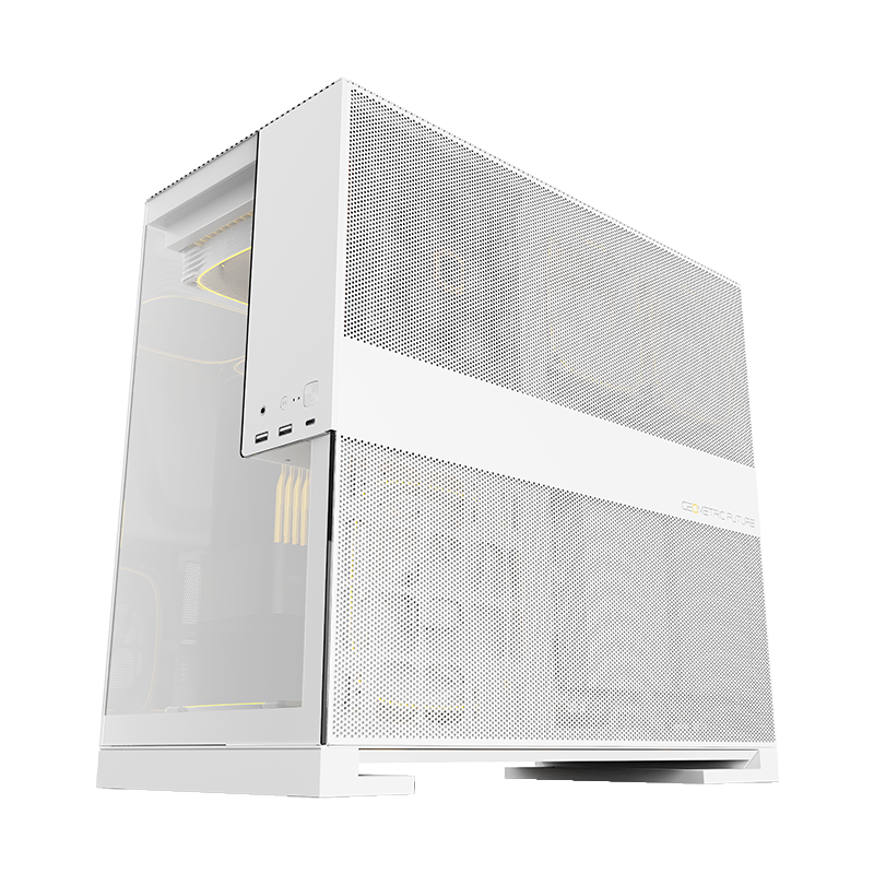 A large main feature product image of Geometric Future Model 5 w/ Fans - Mid Tower Glass Case (White)