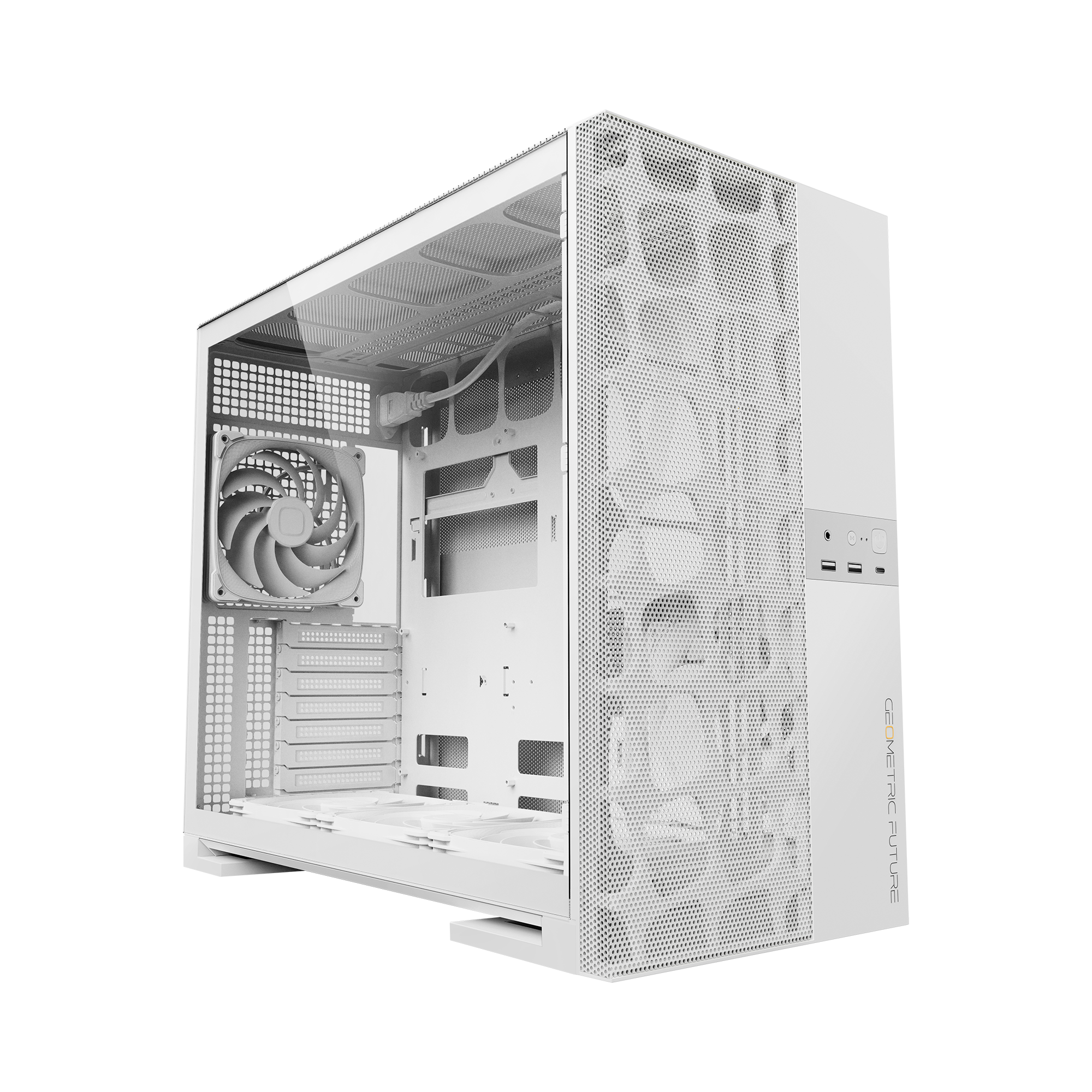 A large main feature product image of Geometric Future Model 5 Vent w/ Fans - Mid Tower Dual-Chamber Case (White)